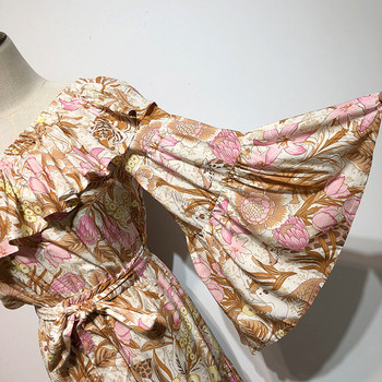 Rochie lunga de dama cu un singur umar si cravate in talie