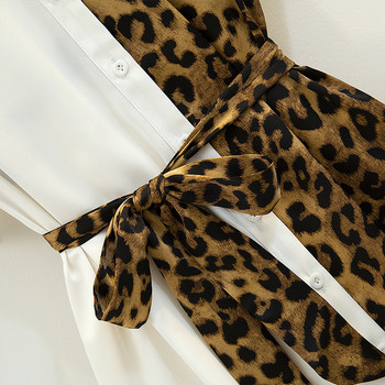 Модерна дамска рокля с леопардов десен в черен и бял цвят