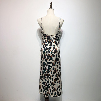 Rochie lunga cu bretele subtiri cu animal print