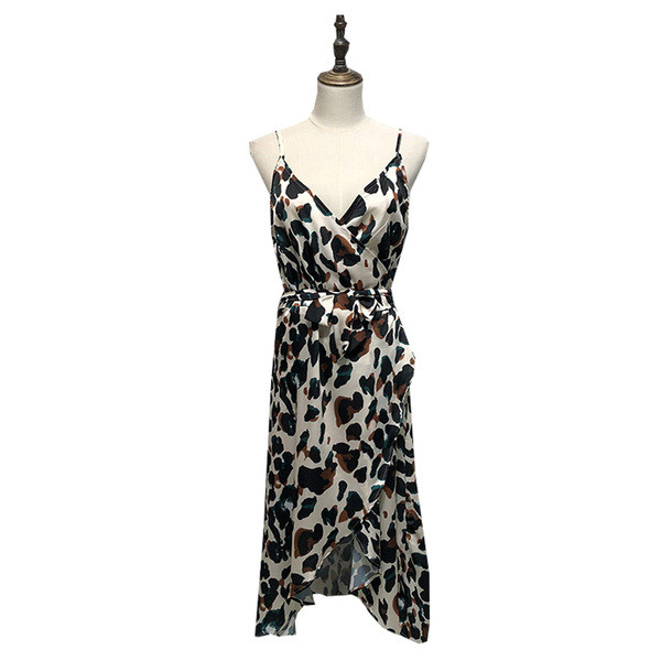 Rochie lunga cu bretele subtiri cu animal print