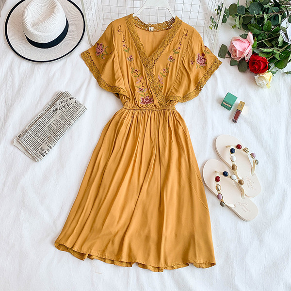 Rochie de dama cu maneci lotus in mai multe culori