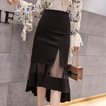 Fusta de dama moderna - model croiat in negru