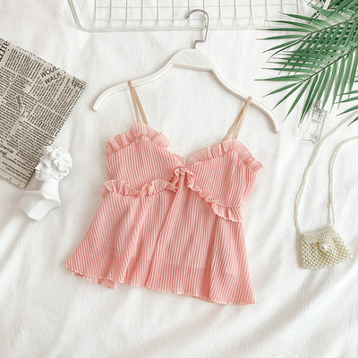 Top de damă modern plisat cu bretele