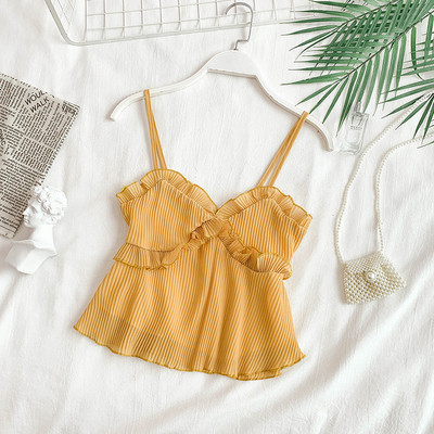 Top de damă modern plisat cu bretele