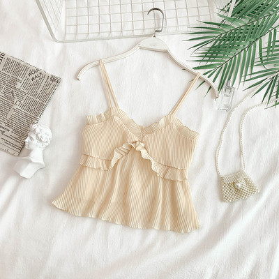 Top de damă modern plisat cu bretele