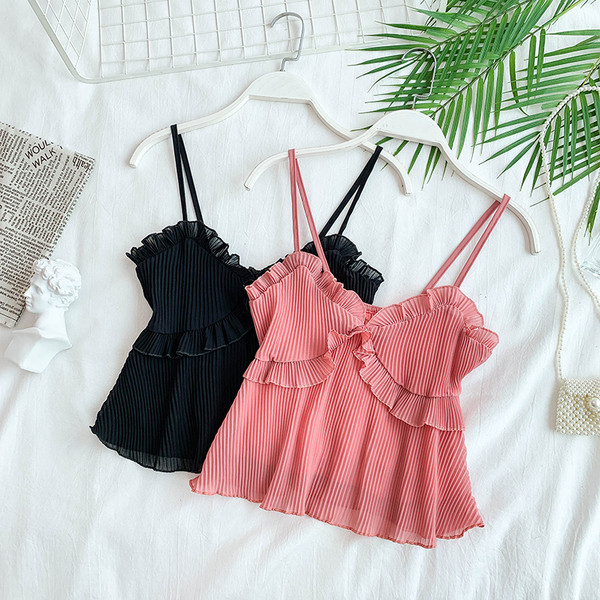 Top de damă modern plisat cu bretele