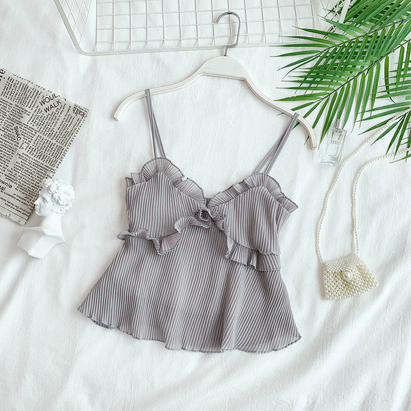 Top de damă modern plisat cu bretele