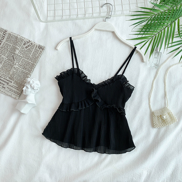 Top de damă modern plisat cu bretele