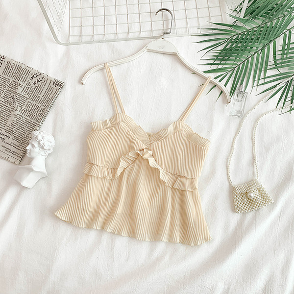 Top de damă modern plisat cu bretele