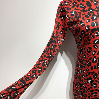 Rochie de dama model slim cu maneci lungi cu animal print