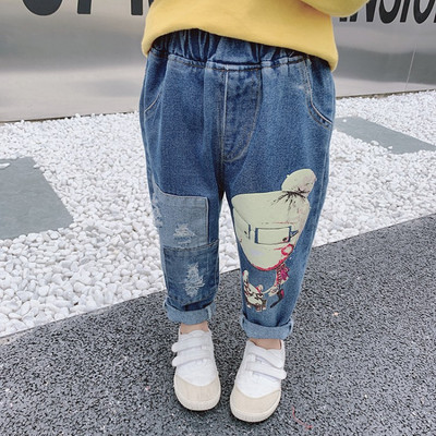 Blugi de copii actuali pentru fete cu aplicatie in doua culori