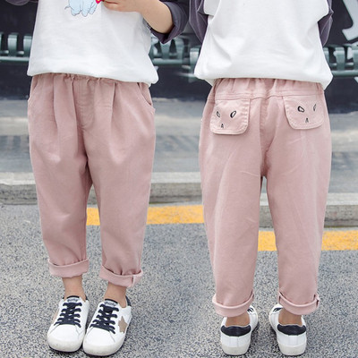 Pantaloni moderni pentru copii in doua culori cu broderie