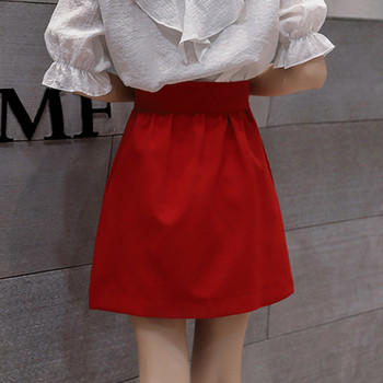 Fusta de dama moderna cu talie inalta in doua culori si nasturi