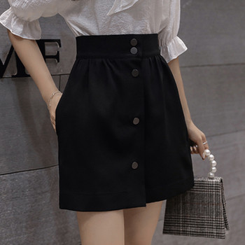 Fusta de dama moderna cu talie inalta in doua culori si nasturi