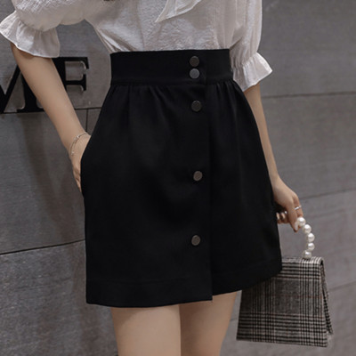 Fusta de dama moderna cu talie inalta in doua culori si nasturi