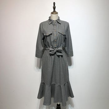 Rochie de dama cu guler clasic si maneci lungi de culoare gri