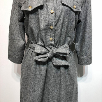 Rochie de dama cu guler clasic si maneci lungi de culoare gri