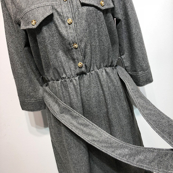 Rochie de dama cu guler clasic si maneci lungi de culoare gri