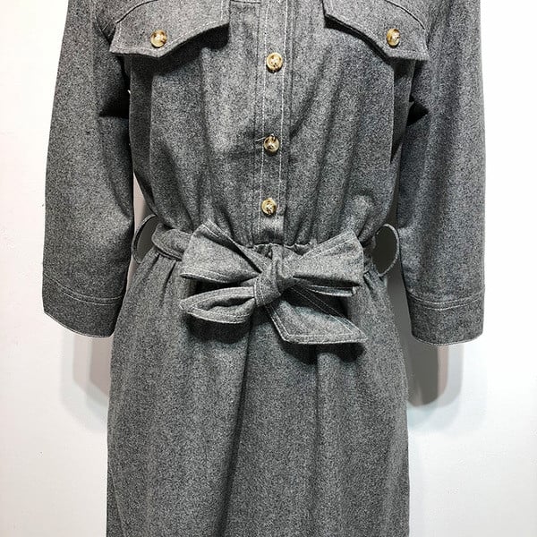 Rochie de dama cu guler clasic si maneci lungi de culoare gri