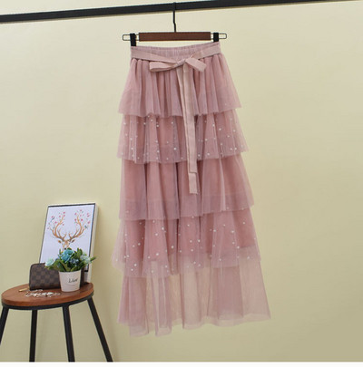 Fusta de dama cu tul si talie elastica in mai multe culori