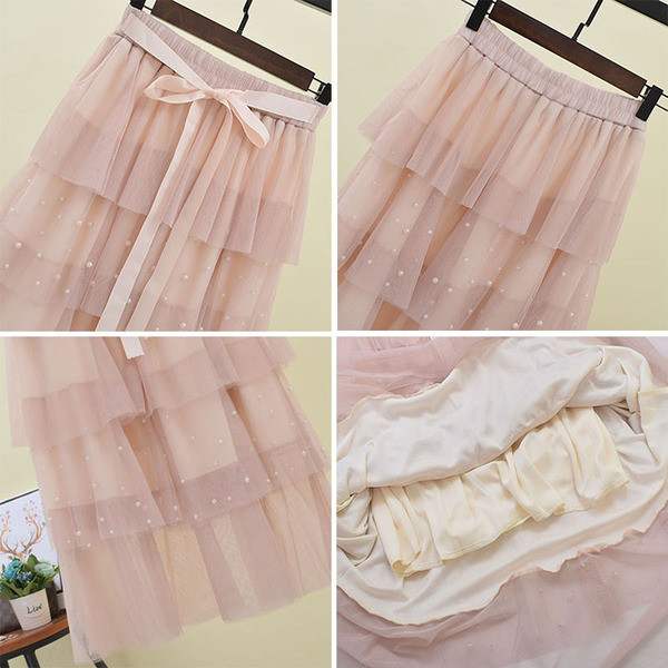 Fusta de dama cu tul si talie elastica in mai multe culori
