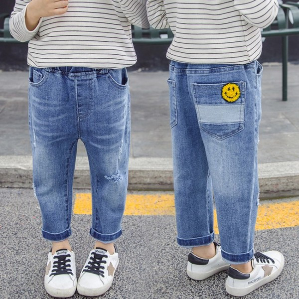 Blugi copii cu broderie si buzunare pentru fete