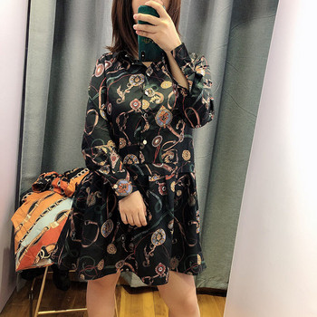 Rochie casual cu maneci lungi in negru si model