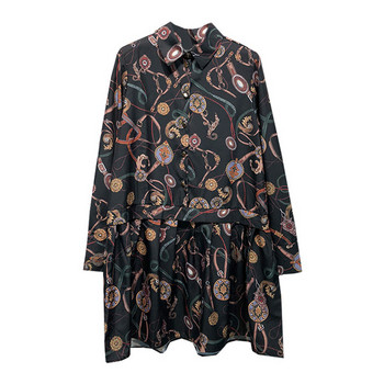 Rochie casual cu maneci lungi in negru si model