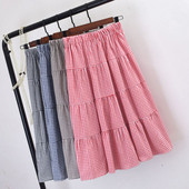 Fusta dama in carouri cu talie elastica in mai multe culori