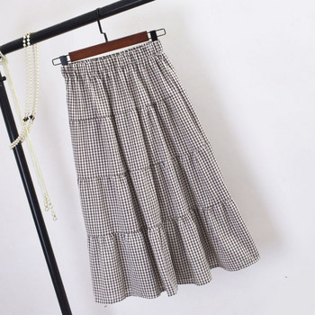 Fusta dama in carouri cu talie elastica in mai multe culori
