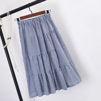 Fusta dama in carouri cu talie elastica in mai multe culori