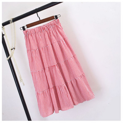 Fusta dama in carouri cu talie elastica in mai multe culori
