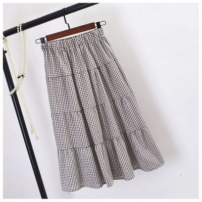 Fusta dama in carouri cu talie elastica in mai multe culori