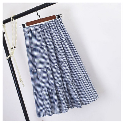 Fusta dama in carouri cu talie elastica in mai multe culori