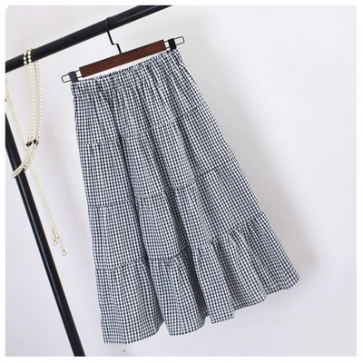 Fusta dama in carouri cu talie elastica in mai multe culori