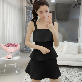 Rochie scurtă de damă modernă în galben și negru