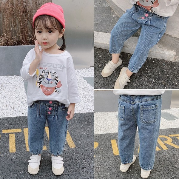 Blugi copii la modă cu nasturi pentru fete