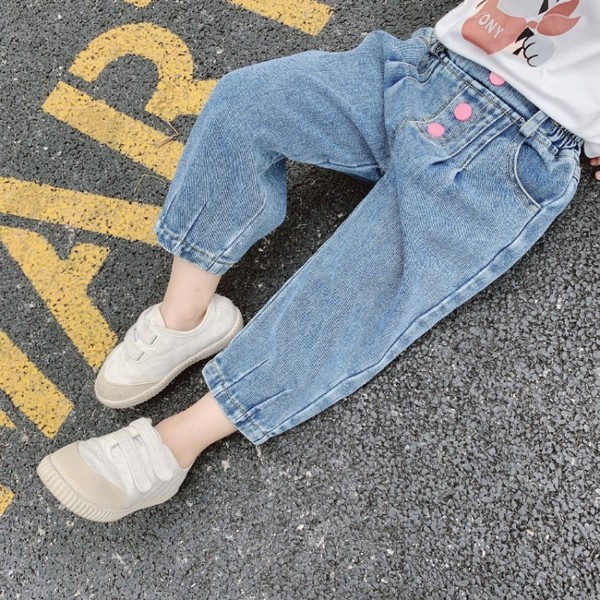 Blugi copii la modă cu nasturi pentru fete