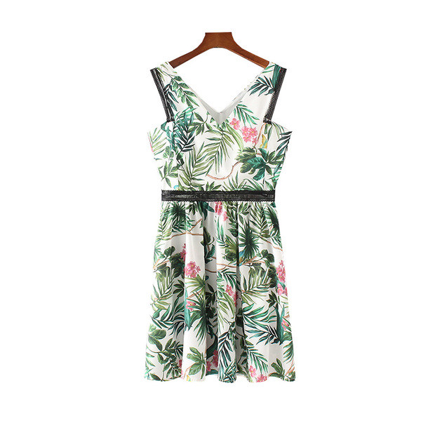 Rochie scurta de dama alb cu model floral