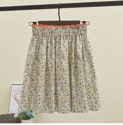 Fusta de dama cu talie elastica si model floral