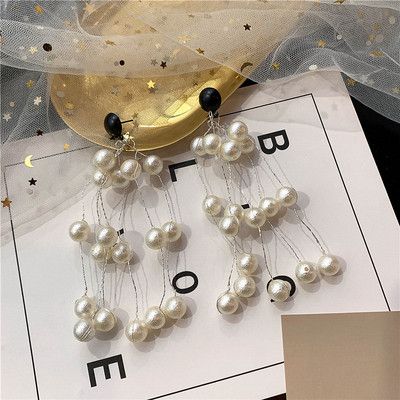 Cercei eleganti de dama in doua culori cu perle