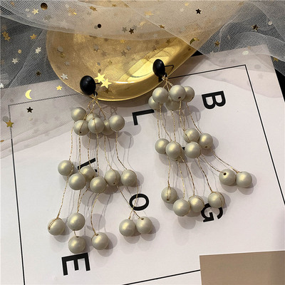 Cercei eleganti de dama in doua culori cu perle