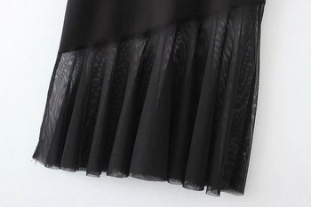 Rochie lunga de dama in negru cu tul