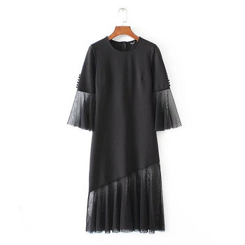 Rochie lunga de dama in negru cu tul