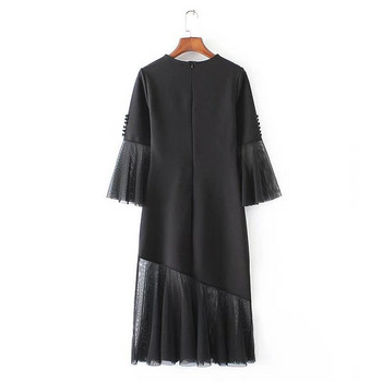 Rochie lunga de dama in negru cu tul