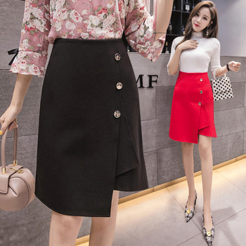 Rochie moderna de dama in negru si rosu cu talie inalta