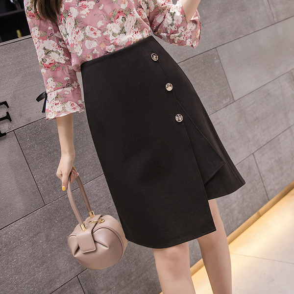 Rochie moderna de dama in negru si rosu cu talie inalta