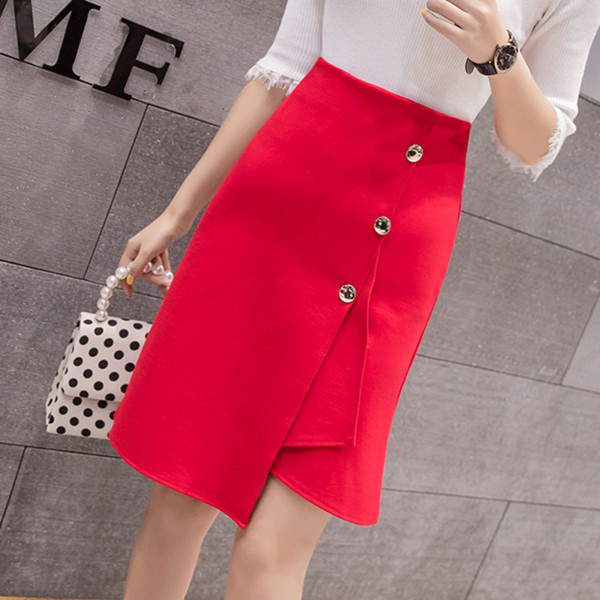 Rochie moderna de dama in negru si rosu cu talie inalta