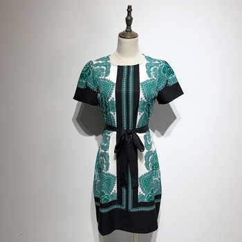 Rochie scurta de dama cu legaturi in talie cu model colorat