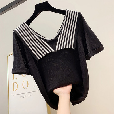 Bluză de damă cu mâneci scurte în trei culori